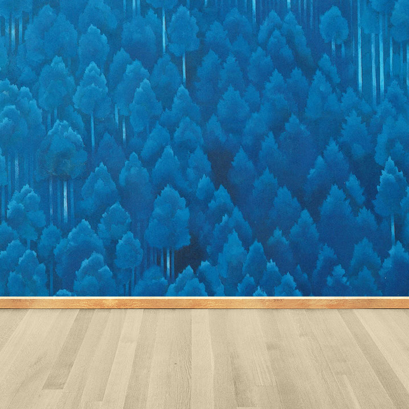Huge Forest Wall Mural for Bedroom Floral Print Wall Art in Blue, Moisture Resistant