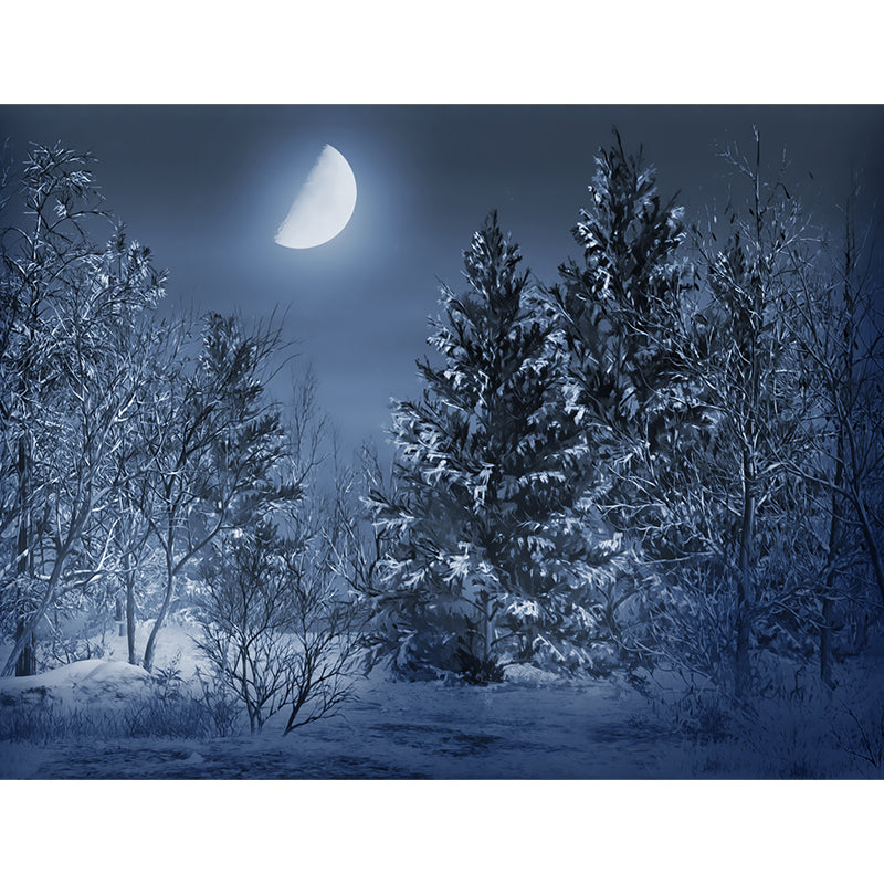 Gray Moon and Trees Mural Wallpaper for Decoration Modern Living Room Wall Covering