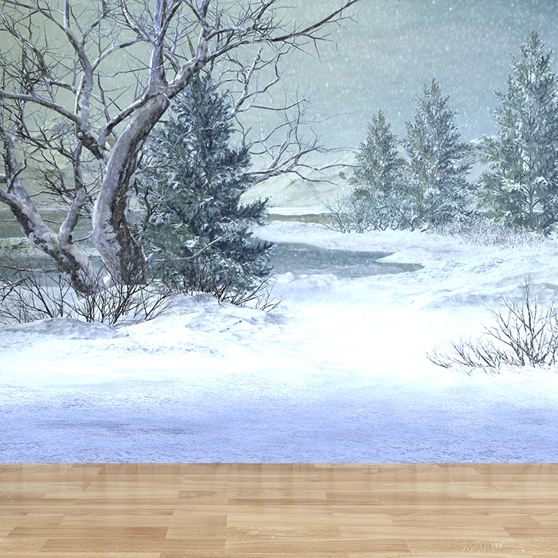 Waterproof Snowfield and Trees Mural Modern Non-Woven Wall Art, Custom Size Available
