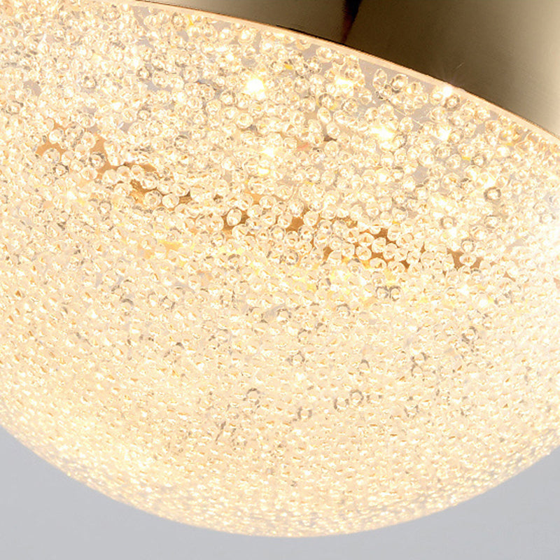 Luce a sospensione con soffitto a 1 bulba contemporanea con un cluster a goccia di cristallo a bolle a grotteggio bianco in luce calda/bianca/naturale