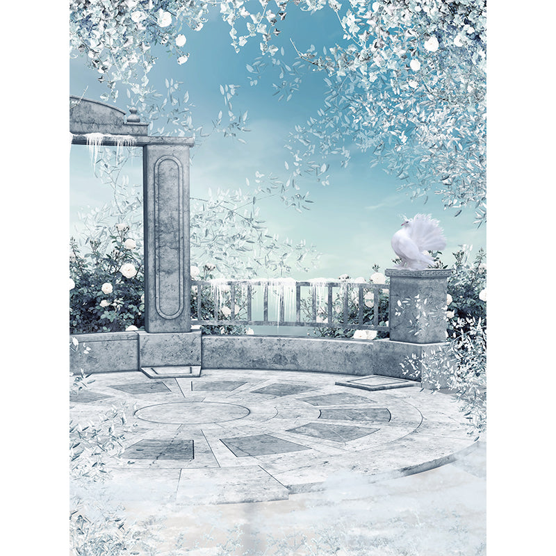 Stain Resistant Winter Courtyard Mural Non-Woven Texture Modern Wall Decor for Girls Room