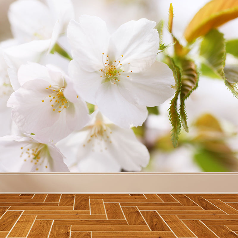 White Florentine Wall Mural Moisture Resistant Contemporary Bathroom Wall Covering