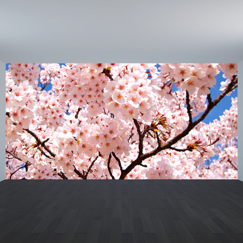 Great Cherry Bud Print Mural Decal Pink Non-Woven Wall Art for Indoor Decor, Custom