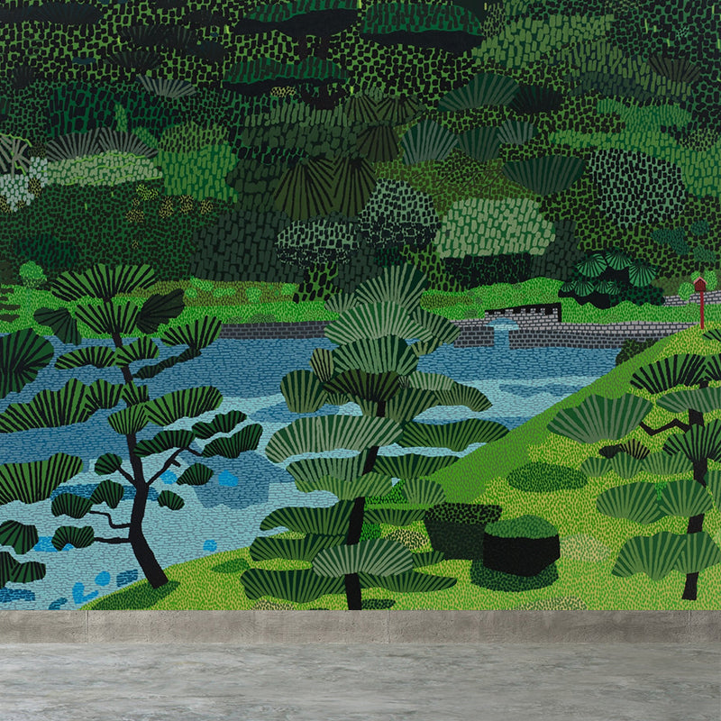 Green Forest Landscape Wall Mural Moisture Resistant Modern Living Room Wall Covering
