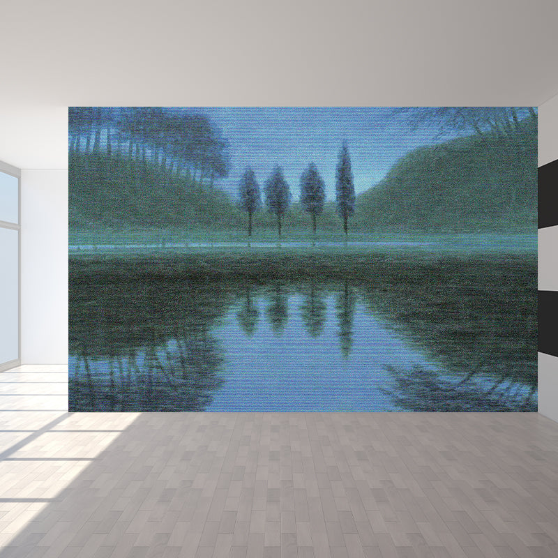 Contemporary Woodland Wall Mural Green Girls Bedroom Wall Covering, Personalized