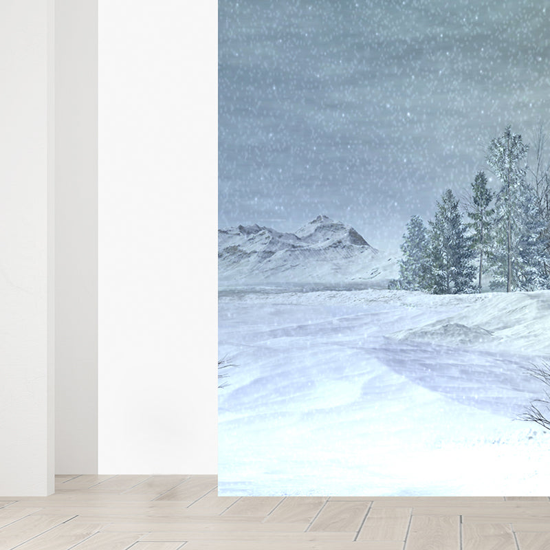 Giant Contemporary Wall Mural in White Plain Snow Scene Wall Decor, Custom Printed