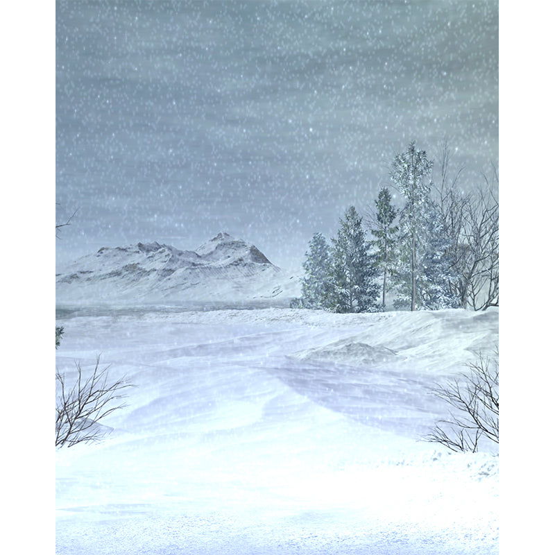 Giant Contemporary Wall Mural in White Plain Snow Scene Wall Decor, Custom Printed