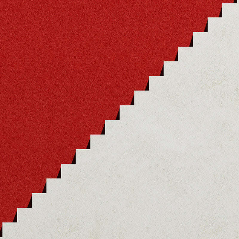 Non-Woven Waterproof Mural Simplicity Side View of Stairs Wall Covering in Red-Grey