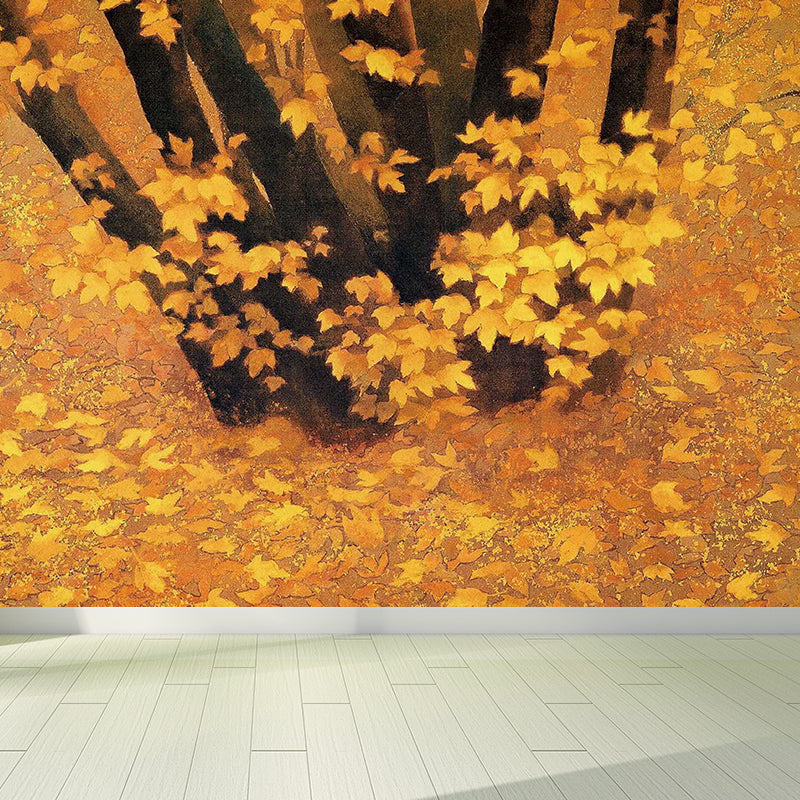 Whole Maple Leaves Wall Mural Moisture Resistant Modern Dining Room Wall Covering