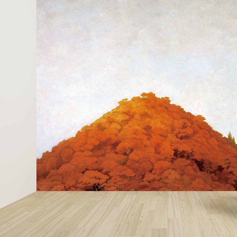 Modern Hills Wall Mural Non-Woven Stain-Proofing Orange Wall Covering for Boys Room