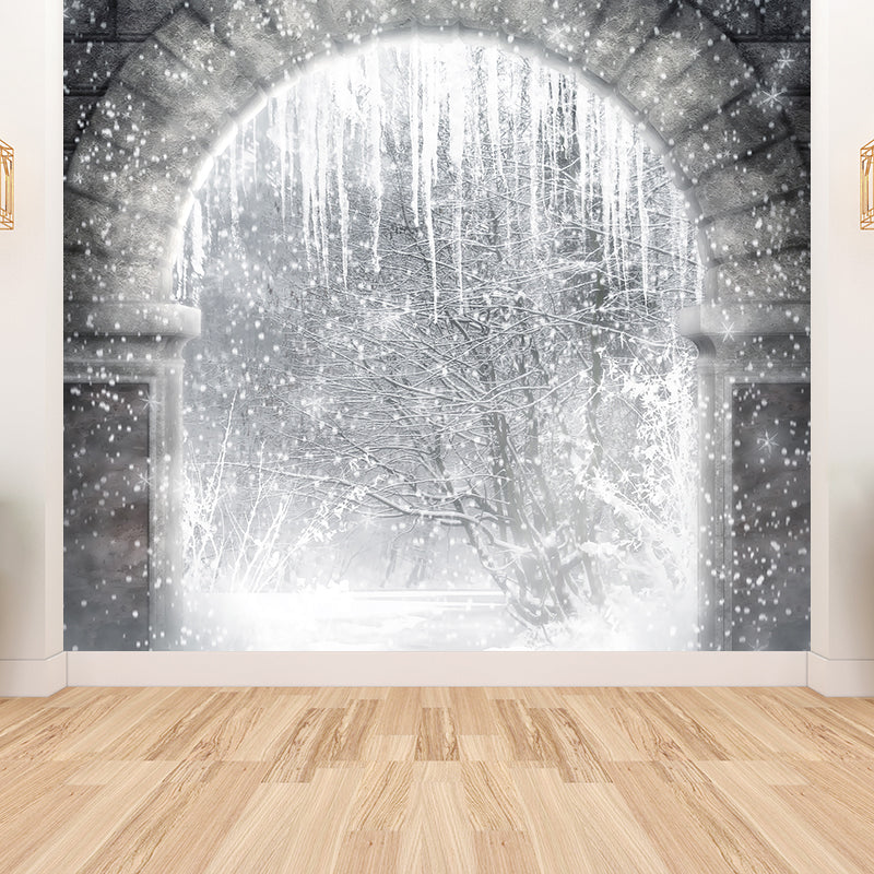 Modern Snow Crystals Mural Decal White Dining Bedroom Wall Covering, Personalized