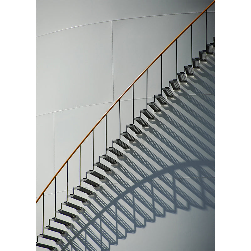 Grey Partial Stairs Mural Wallpaper Moisture Resistant Wall Decor for Sitting Room