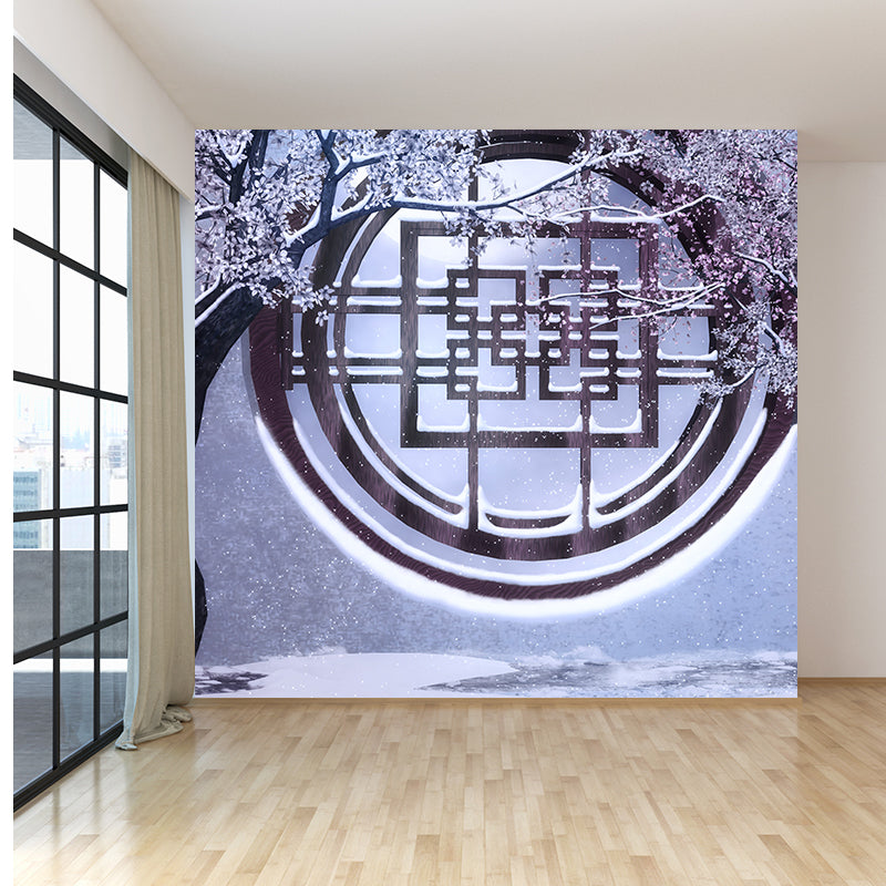 Big Winter Flowers View Mural Wallpaper Decorative Contemporary Dining Room Wall Art