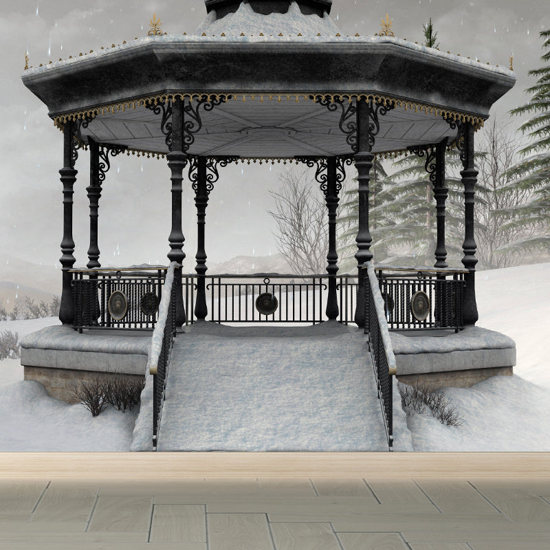 Severe Winter Pavilion Mural Wallpaper Contemporay Non-Woven Material Wall Covering