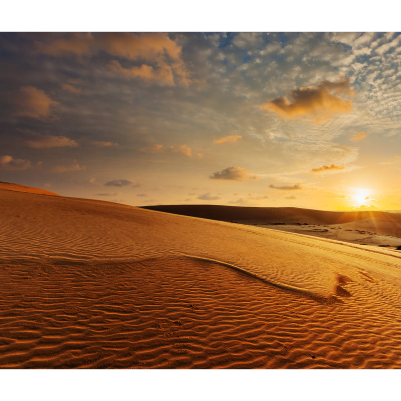 Whole Wavy Sand Wall Mural House Interior Sundown Scenery Wall Art in Yellow, Washable