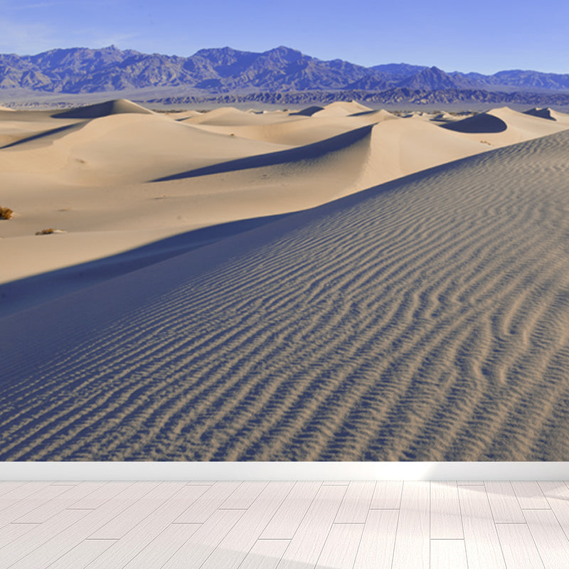 Extra Large Modern Wallpaper Mural White Dune and Far Away Mountain View Wall Art, Custom Print