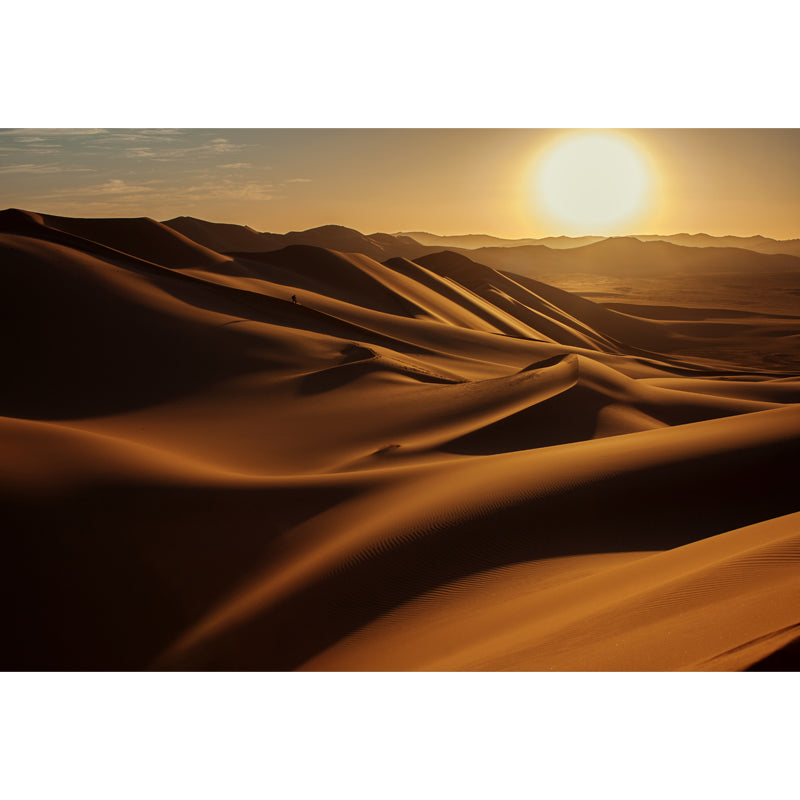 Non-Woven Stain-proof Mural Modern Sand Dunes and Big Sun Landscape Wall Art in Yellow