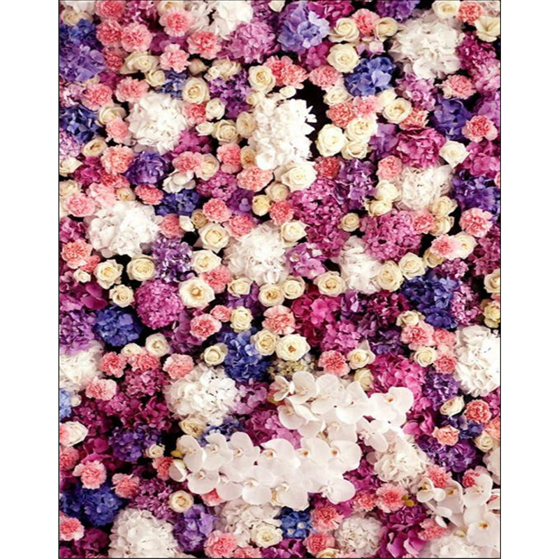 French Country Floral Pattern Rug Purple and Pink Polyester Rug Machine Washable Non-Slip Backing Area Rug for Living Room