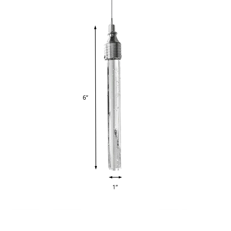 Lámpara colgante en forma de tubo Modern Clear Bubble Crystal 1 Light Suspension Colgante en luz cálida/blanca para sala de estar de bar