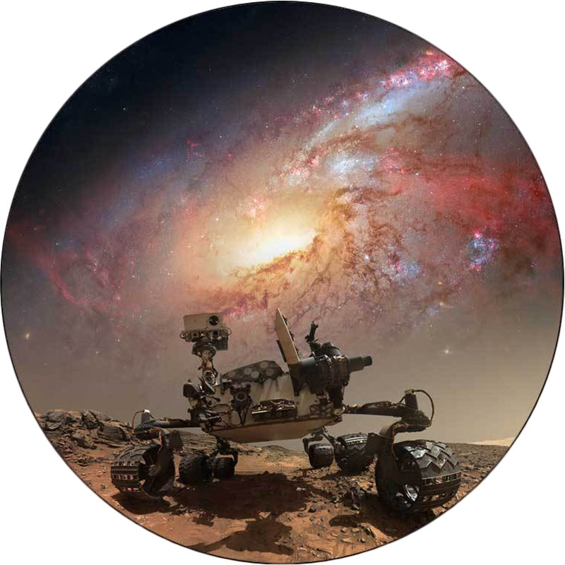 Modern Living Room Rug in Brown Outer Space Galaxy Print Rug Polyester Pet Friendly Area Rug