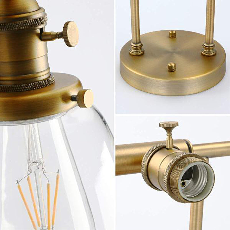 3-Bulb Cone Wall Mounted Light Fixture Industrial Brass Clear Glass Lighting for Restaurant