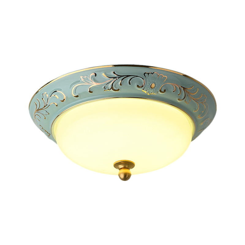 12 "/14" W Blue LED Flush Mount Lodge Style Frosted Glass Bowl Shape Soffitto Illuminazione a Warm / White Light