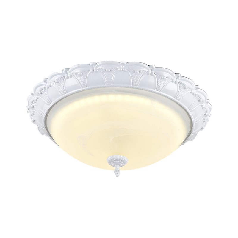 LED Domed Flush Lighting Cottage White Frosted Glass techo montado en Warm/White Light, 16 "/20,5" Width