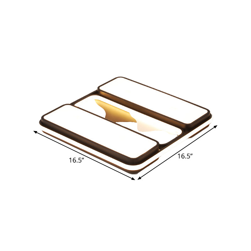 Acrylic Rectangle Ceiling Flush Modernist LED Black Flush Mount Lighting in Warm/White Light, 16.5"/20.5"/35.5" Wide