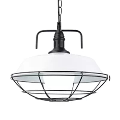 Metall Scheune Pendelleuchte Leuchte Industrial 14 "/18" W 1 Light Wohnzimmer Hanging Lampe mit Käfig in Schwarz/Weiß