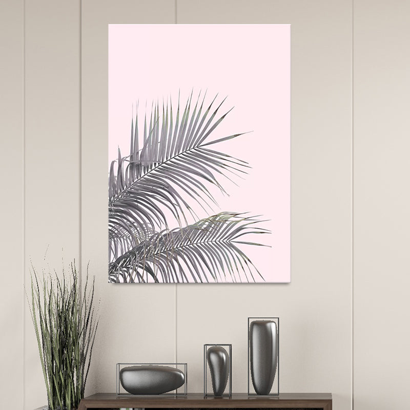Toile murale avec plantes tropicales, décoration murale multi-pièces aux couleurs douces pour le salon
