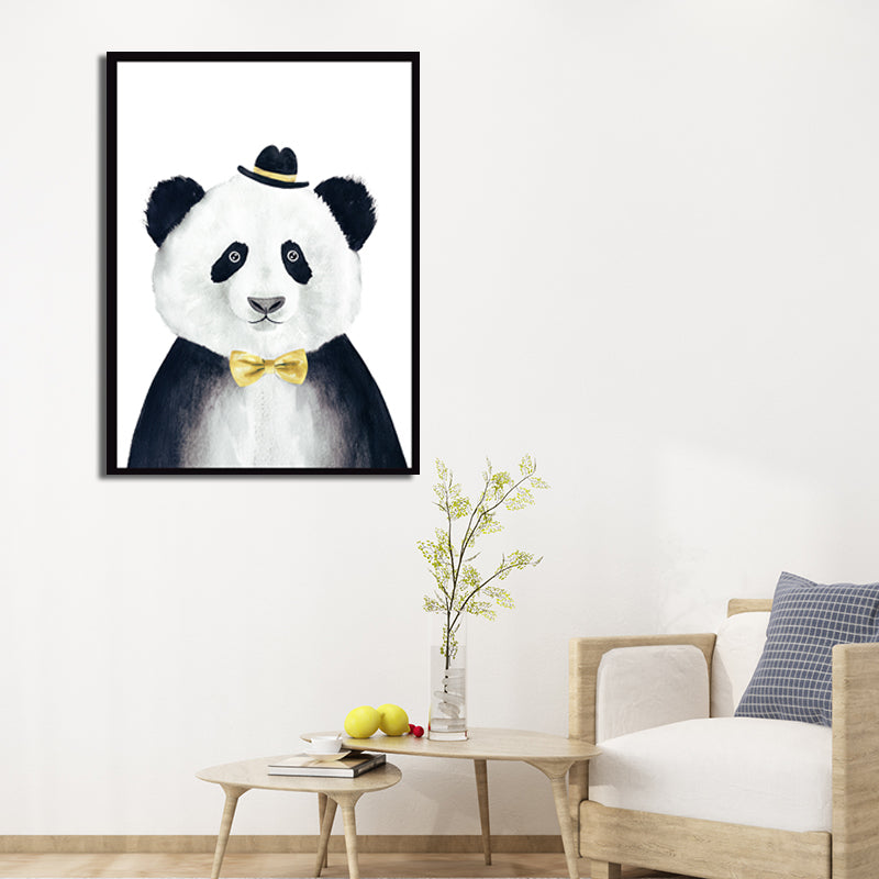Gentleman Animal Wall Art Decor Kids Style Textured Surface Living Room Wrapped Canvas