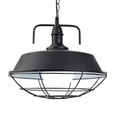 Metall Scheune Pendelleuchte Leuchte Industrial 14 "/18" W 1 Light Wohnzimmer Hanging Lampe mit Käfig in Schwarz/Weiß