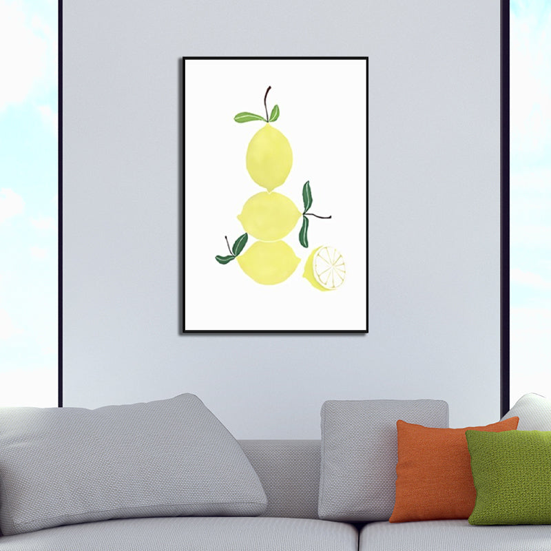 Fruit Print Wall Art Nordic Textured Wrapped Canvas in Soft Color for Living Room