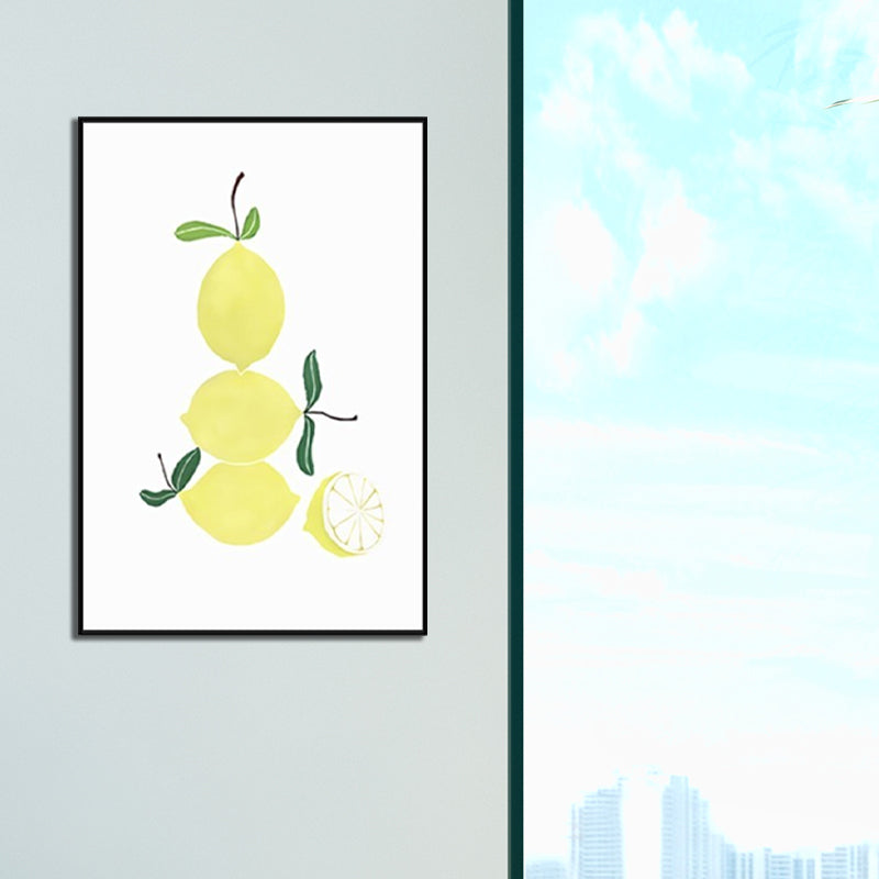 Fruit Print Wall Art Nordic Textured Wrapped Canvas in Soft Color for Living Room