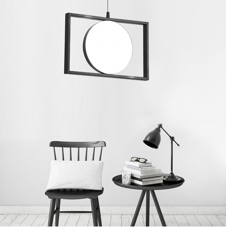 Luz colgante de colgante de rectángulo negro después