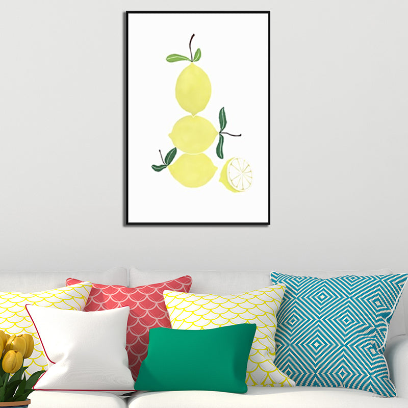 Fruit Print Wall Art Nordic Textured Wrapped Canvas in Soft Color for Living Room