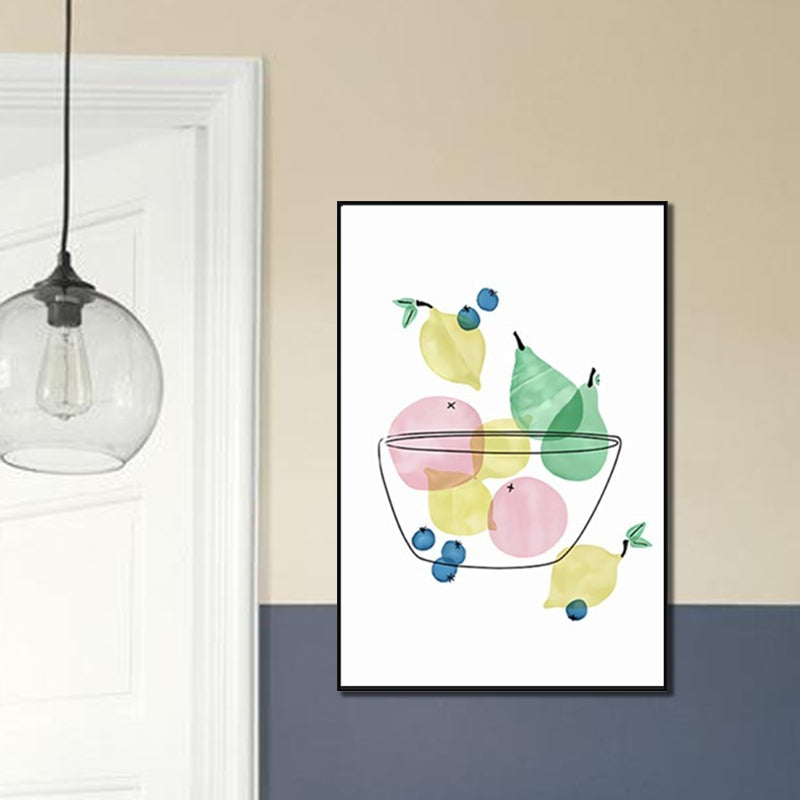 Fruit Print Wall Art Nordic Textured Wrapped Canvas in Soft Color for Living Room