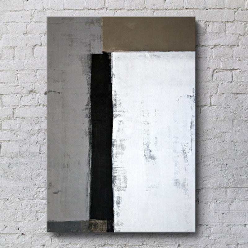 Minimalist Wall Art White and Grey Color Block Painting Canvas Print for House Hallway