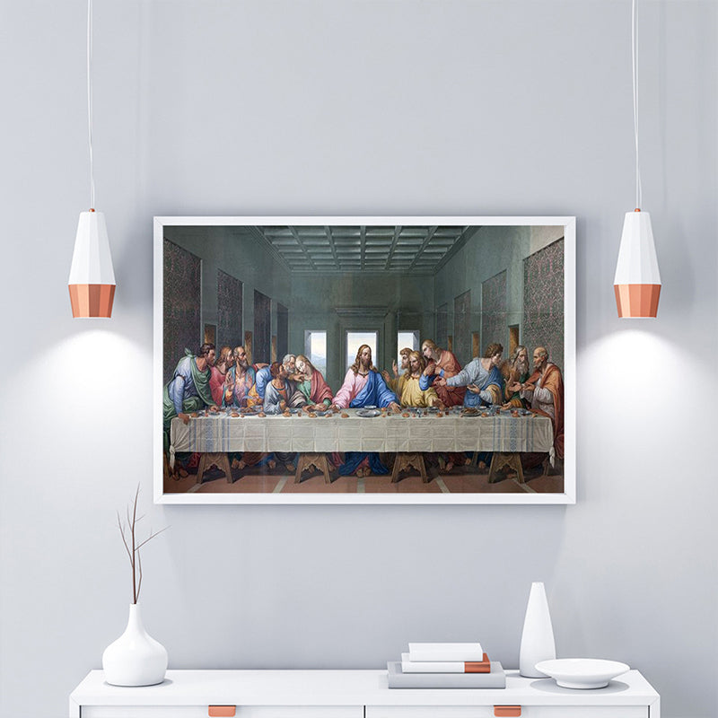 Modern Religion Wall Art Grey the Last Supper Painting Canvas Print for Living Room