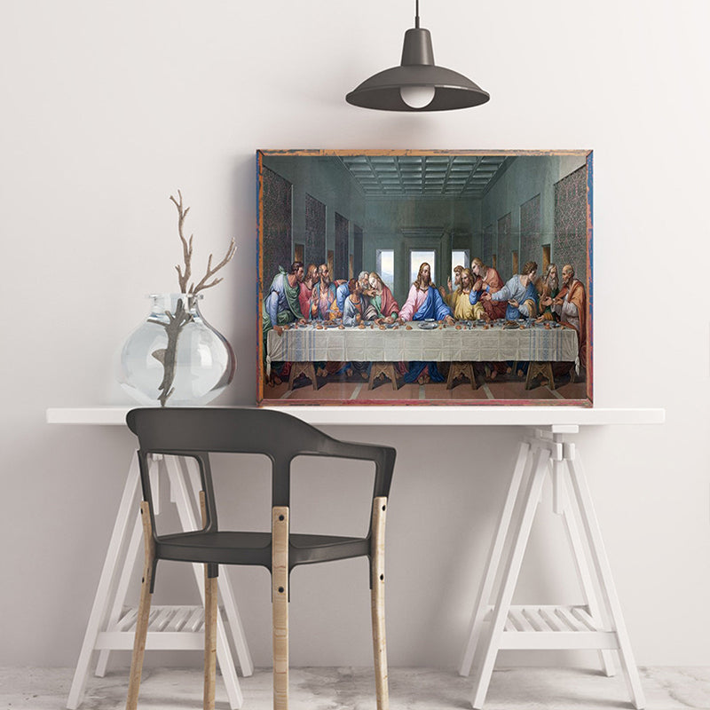 Modern Religion Wall Art Grey the Last Supper Painting Canvas Print for Living Room