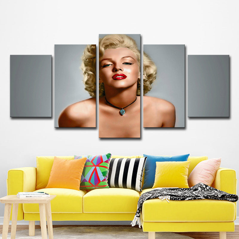 Modernist Marilyn Monroe Wall Art Canvas Multi-Piece Grey Wall Decoration for Bedroom