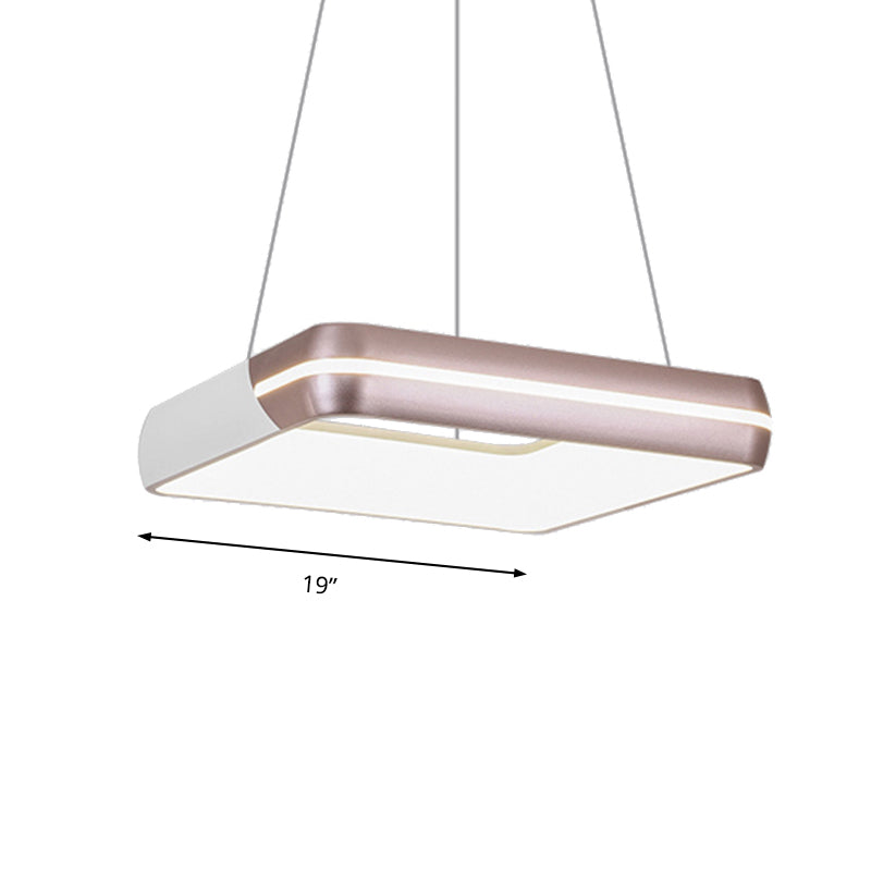 Iluminación colgante cuadrado moderno metal led rosa oro colgante colgante de colgante para comedor para comedor