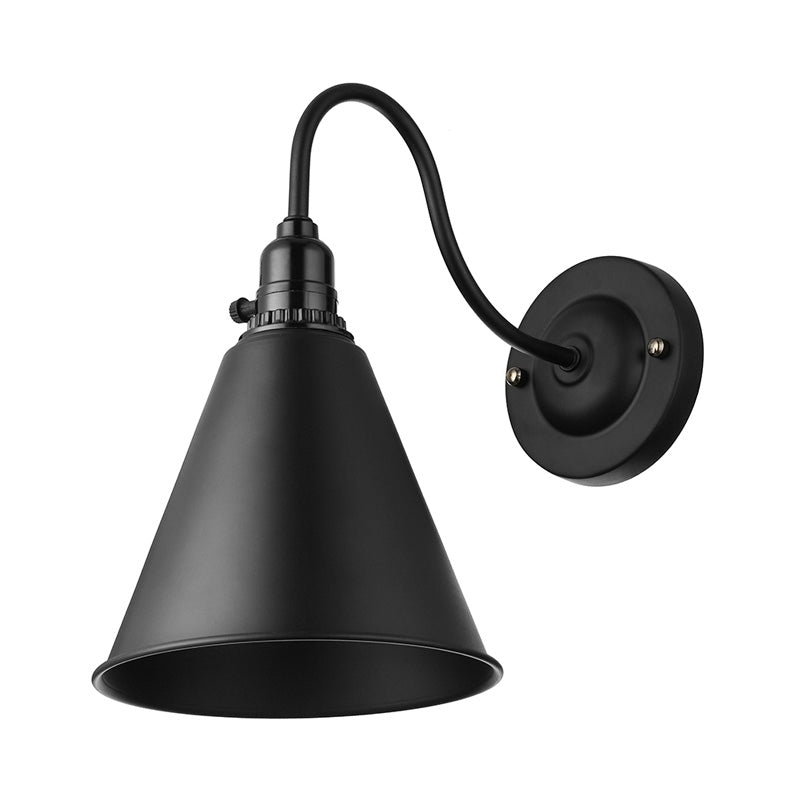 1 hoofd door ganenwandmuurverlichting met conische schaduw Industrieel black metal sconce licht voor eetkamer