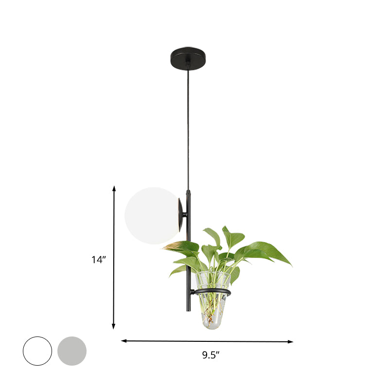 Schwarz/Gold 1 Lichtdecke Anhänger Retro Metallkugel LED -Tropfenlampe mit Milch weiß/rauchgraues Glasschatten