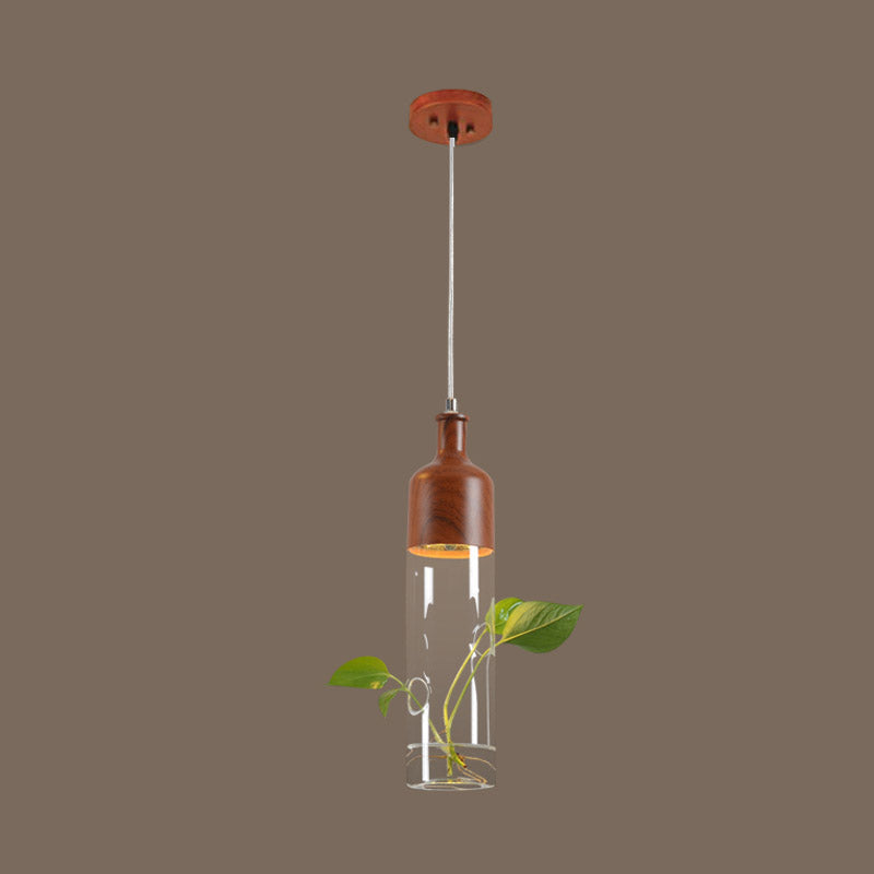 1 Accensione a sospensione in vetro chiaro chiaro ristorante per bottiglie di vino marrone industriale LED LED LED
