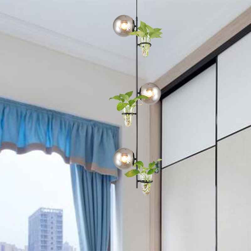 SPHERICA FLUSTER CLUSTANTE PENDANTE ANTICO ANTICO 3 TESTI SOGGIORI LIGHITTO LED in nero in nero/oro con latte bianco/fumo Grigio Glass Ombra