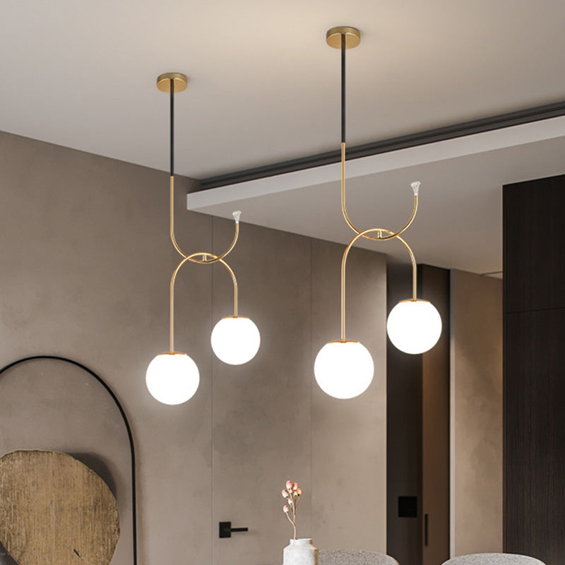 Luce in metallo globo industriale 2 lampadina bianca/fumo grigio vetro a led ciondoli multipla in nero/grigio/oro