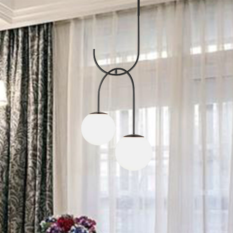 Luce in metallo globo industriale 2 lampadina bianca/fumo grigio vetro a led ciondoli multipla in nero/grigio/oro