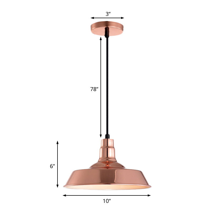 Barn Shaped Living Room Pendant Industrial Style Metal 1 Head Copper/Gold Ceiling Hang Fixture