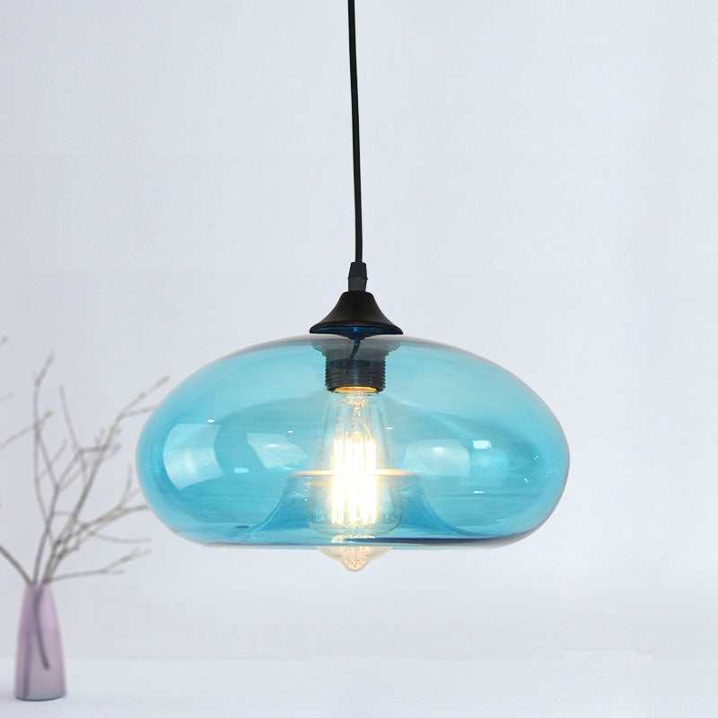 Luce a sospensione a sospensione blu a ciambella Modernismo 1 soggiorno.